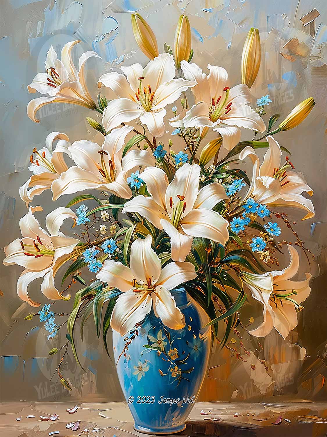 Serenade of White Lilies - Flowers Diamond Painting Kit - YLJ Art Shop - YLJ Art Shop