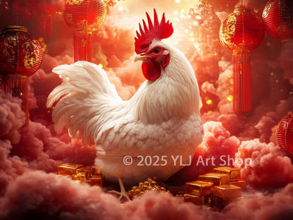 Imperial Dawn Rooster - Chinese Zodiac Diamond Painting Kit - YLJ Art Shop