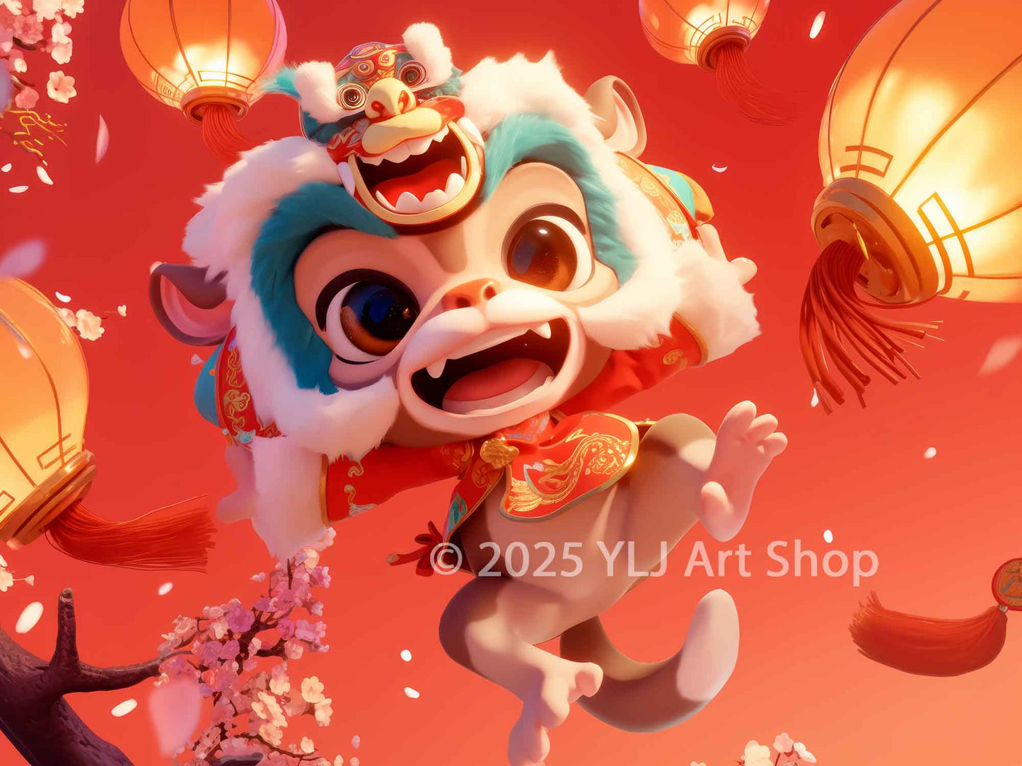 Lunar Acrobat Monkey - Chinese Zodiac Diamond Painting Kit - YLJ Art Shop