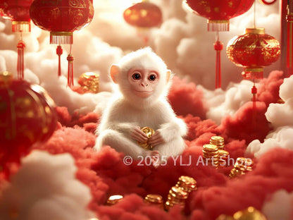 Moonlit Monkey Fortune - Chinese Zodiac Diamond Painting Kit - YLJ Art Shop