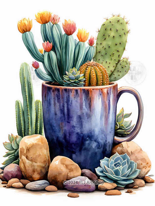 Desert Bloom Mug - Cactus Diamond Painting Kit - YLJ Art Shop