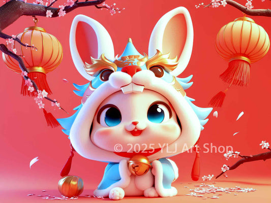 Lunar Rabbit Radiance - Chinese Zodiac Diamond Painting Kit - YLJ Art Shop