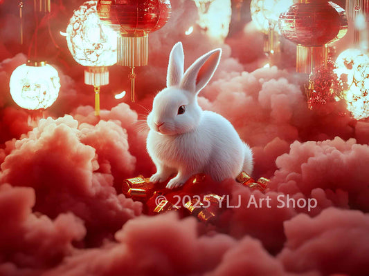 Rabbits Lunar Charm - Chinese Zodiac Diamond Painting Kit - YLJ Art Shop