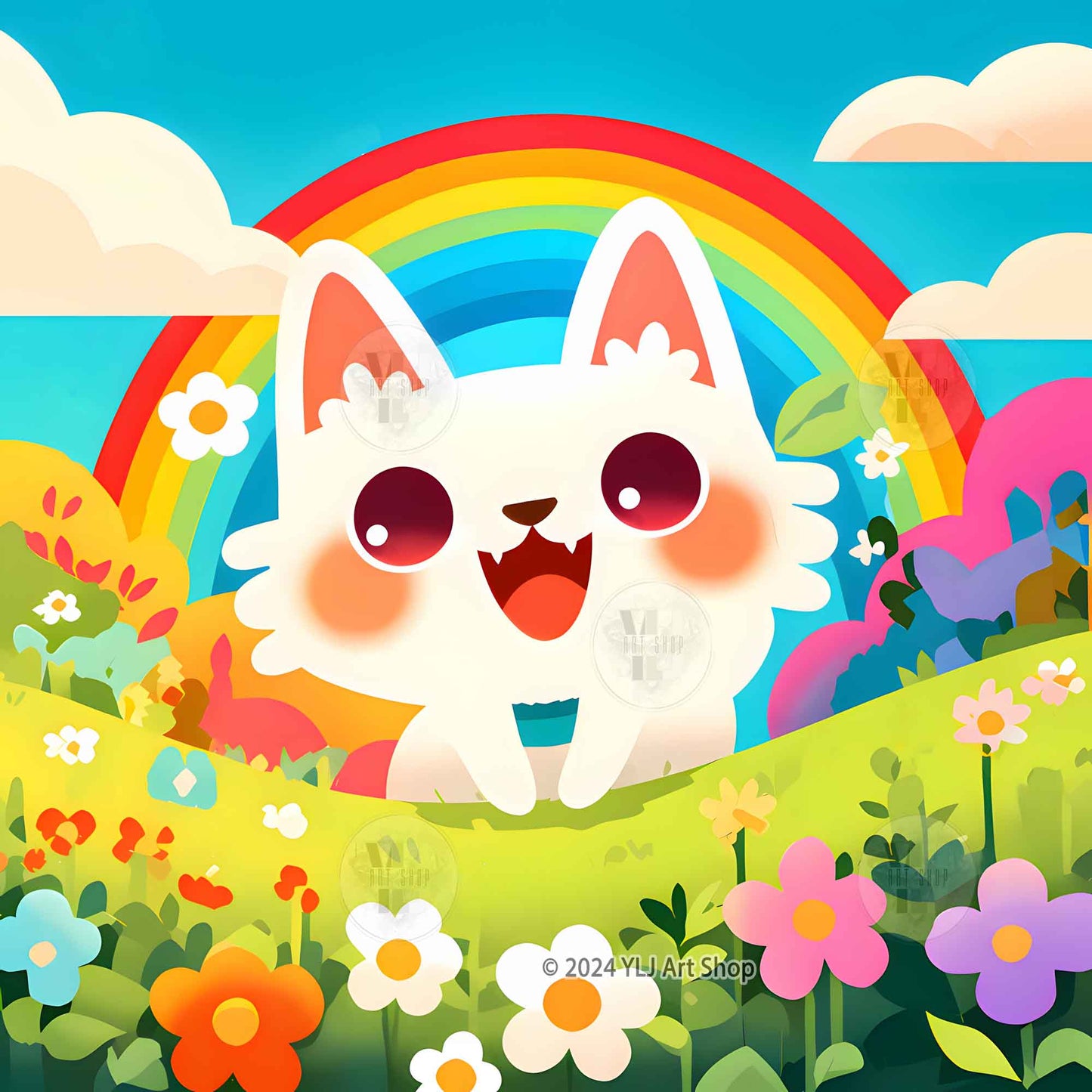 Rainbow Bliss Kitten - Toon Diamond Painting Kit - YLJ Art Shop