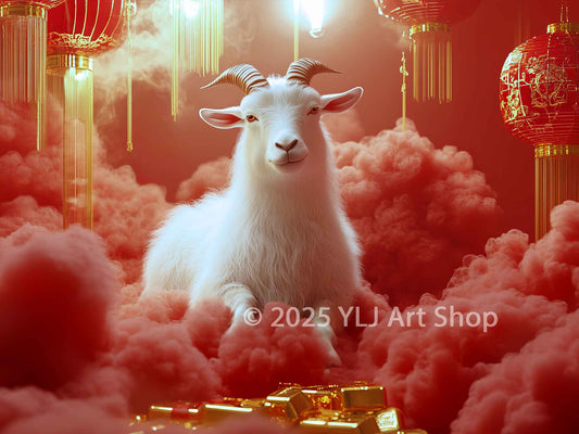 Starlit Goat Serenity - Chinese Zodiac Diamond Painting Kit - YLJ Art Shop