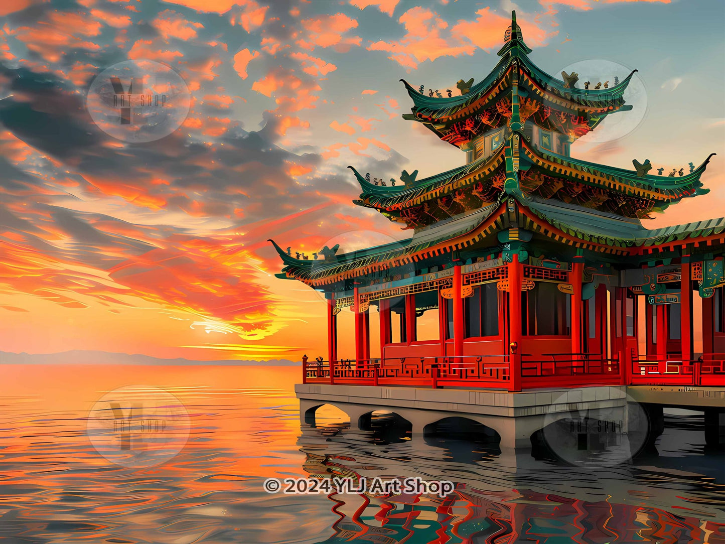 Enchanted Pavilion at Sunset - Landscape Diamond Painting Kit - YLJ Art Shop - YLJ Art Shop