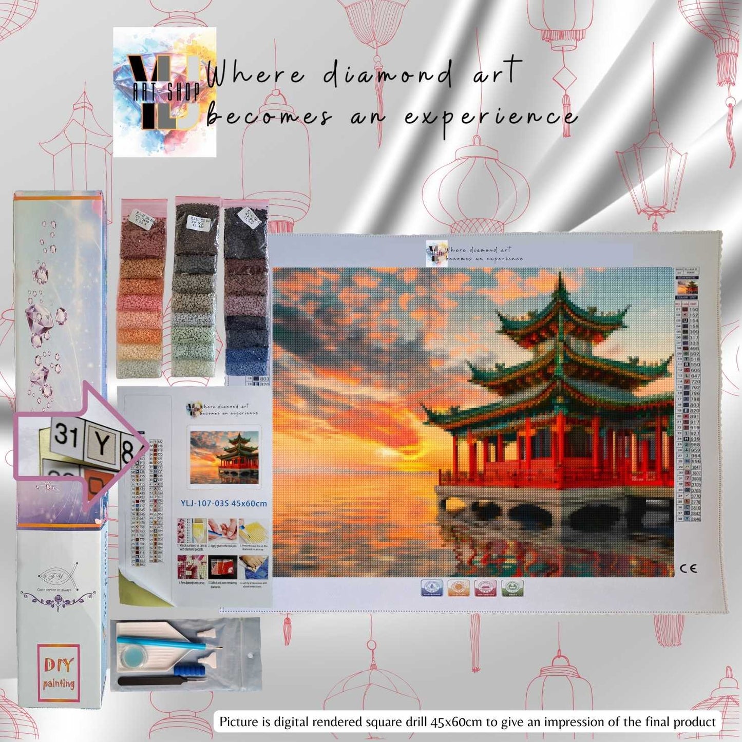 Enchanted Pavilion at Sunset - Landscape Diamond Painting Kit - YLJ Art Shop - YLJ Art Shop