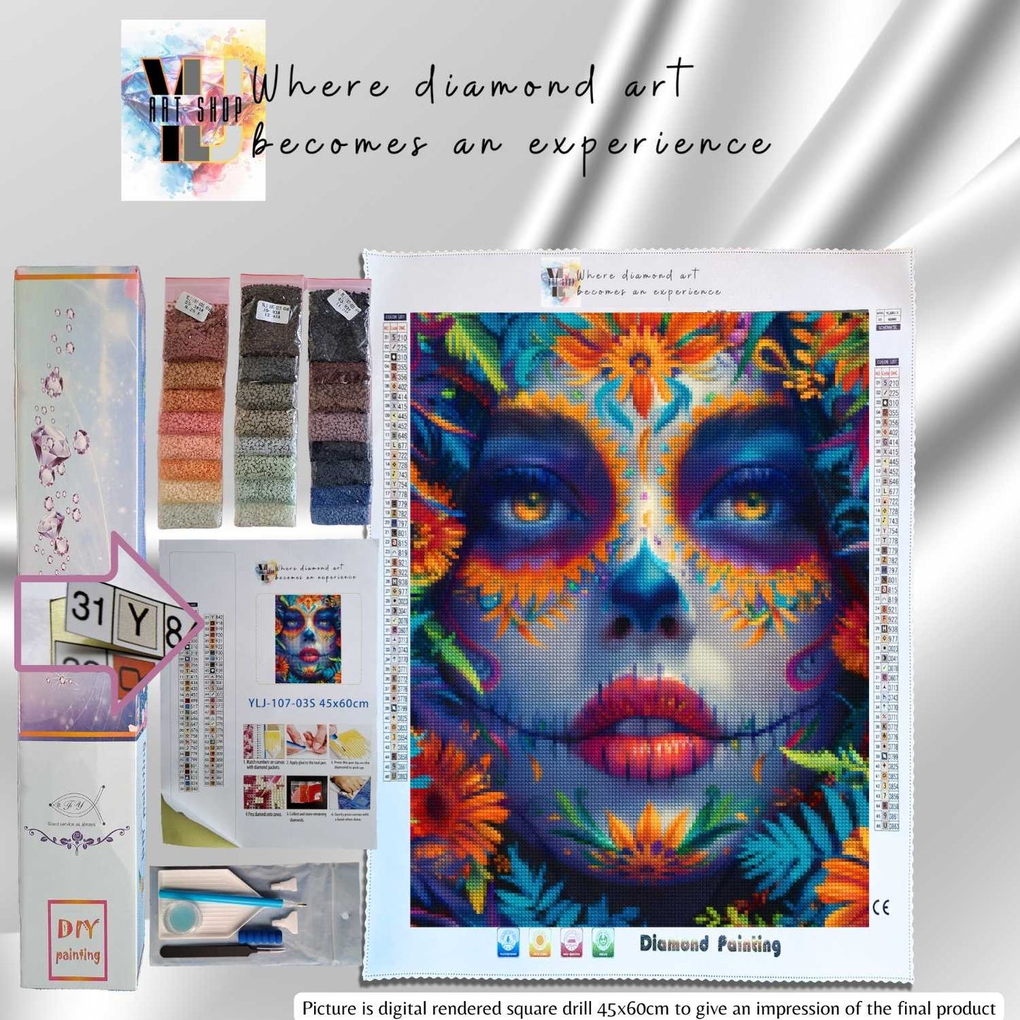 Festival Elegance - Día de los Muertos Diamond Painting Kit - YLJ Art Shop - YLJ Art Shop