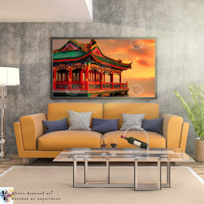 Golden Tranquility Pavilion - Landscape Diamond Painting Kit - YLJ Art Shop - YLJ Art Shop