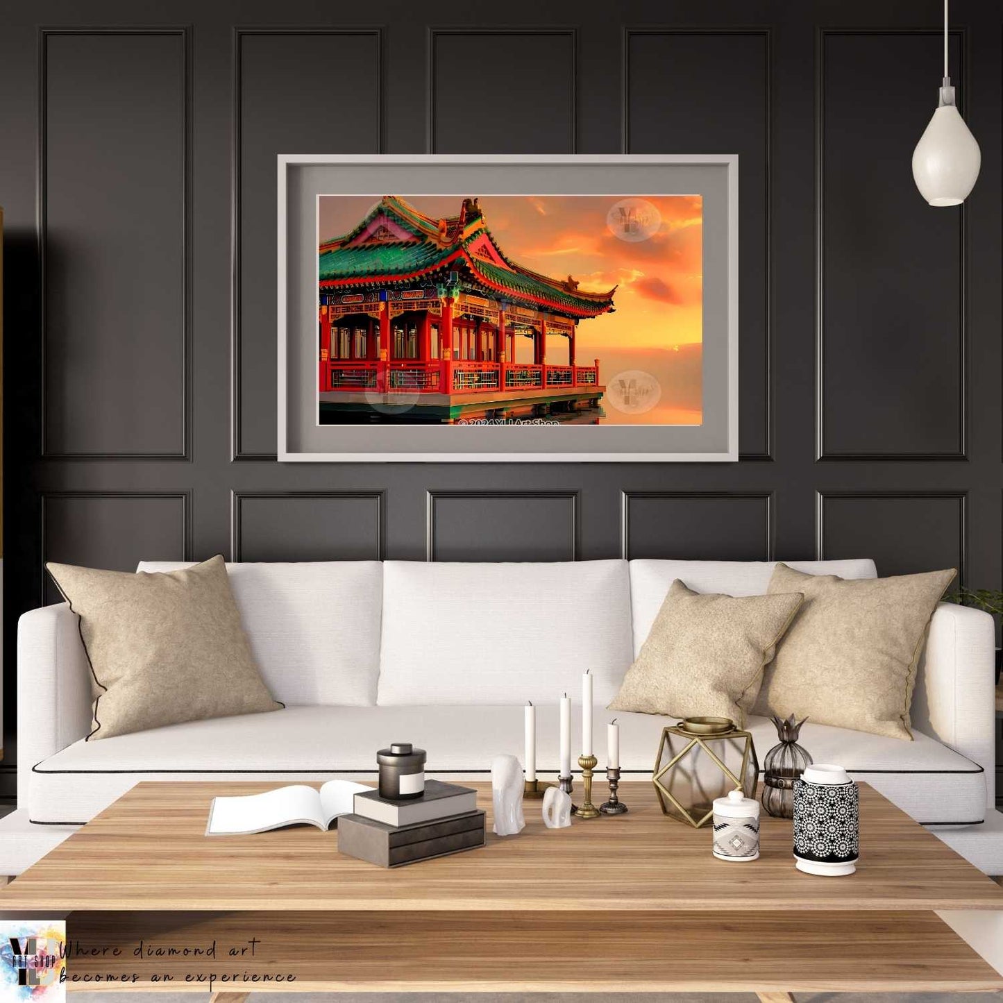 Golden Tranquility Pavilion - Landscape Diamond Painting Kit - YLJ Art Shop - YLJ Art Shop