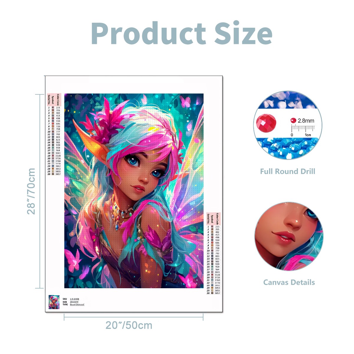 Lunalight Muse – 5D Diamond Painting Kit | Full Drill Fairy Anime Art Canvas with Round Diamonds