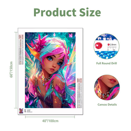 Lunalight Muse – 5D Diamond Painting Kit | Full Drill Fairy Anime Art Canvas with Round Diamonds