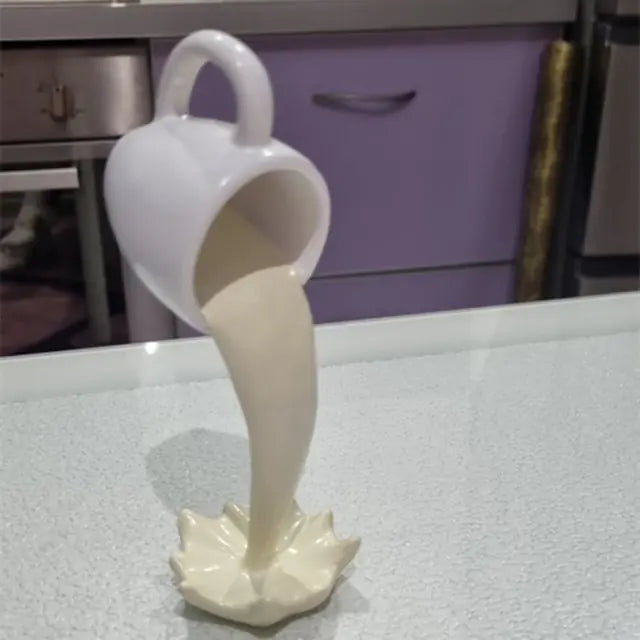 Spill Flow: Floating Coffee Cup Sculpture - YLJ Art Shop