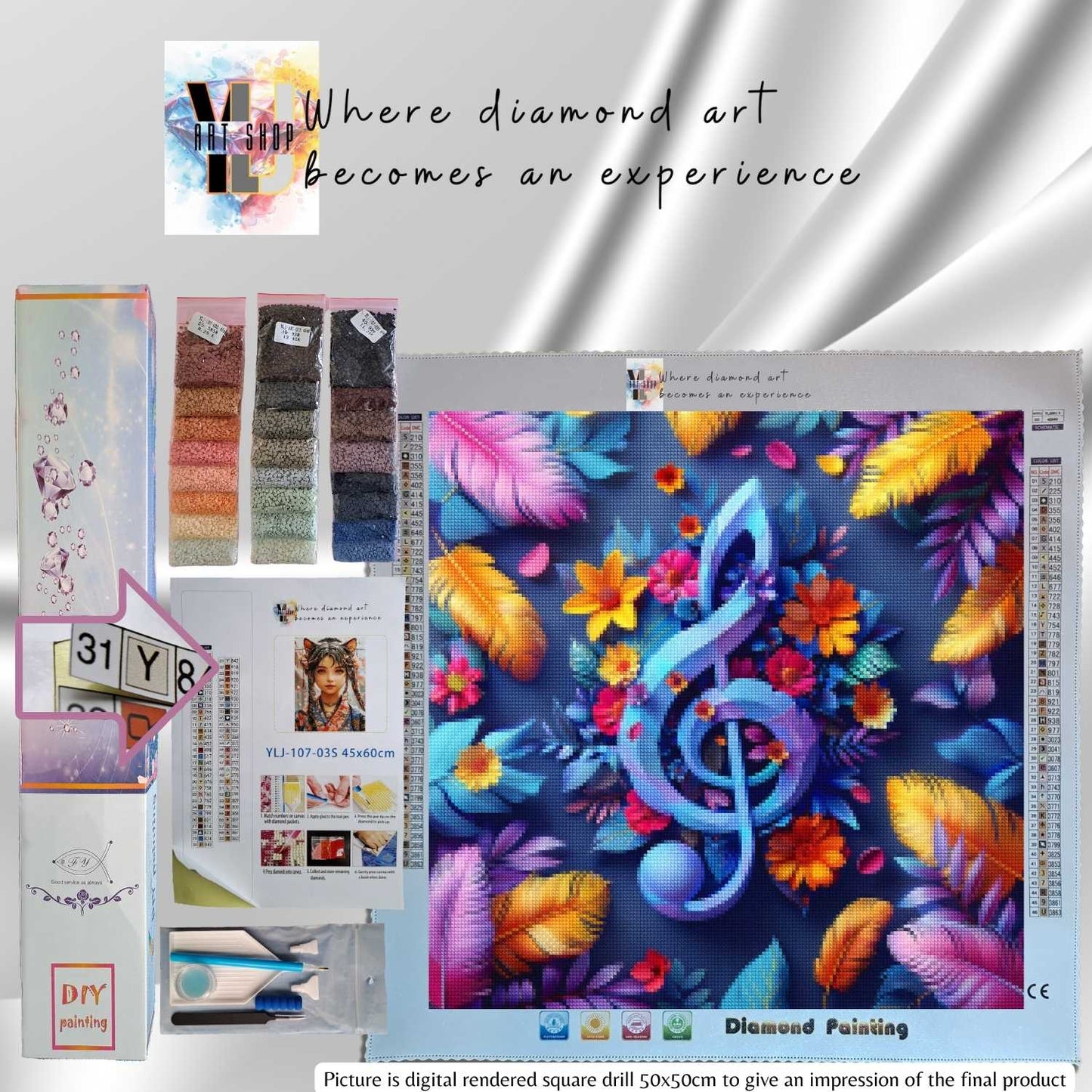 Melody in Bloom - Flowers Diamond Painting Kit - YLJ Art Shop - YLJ Art Shop