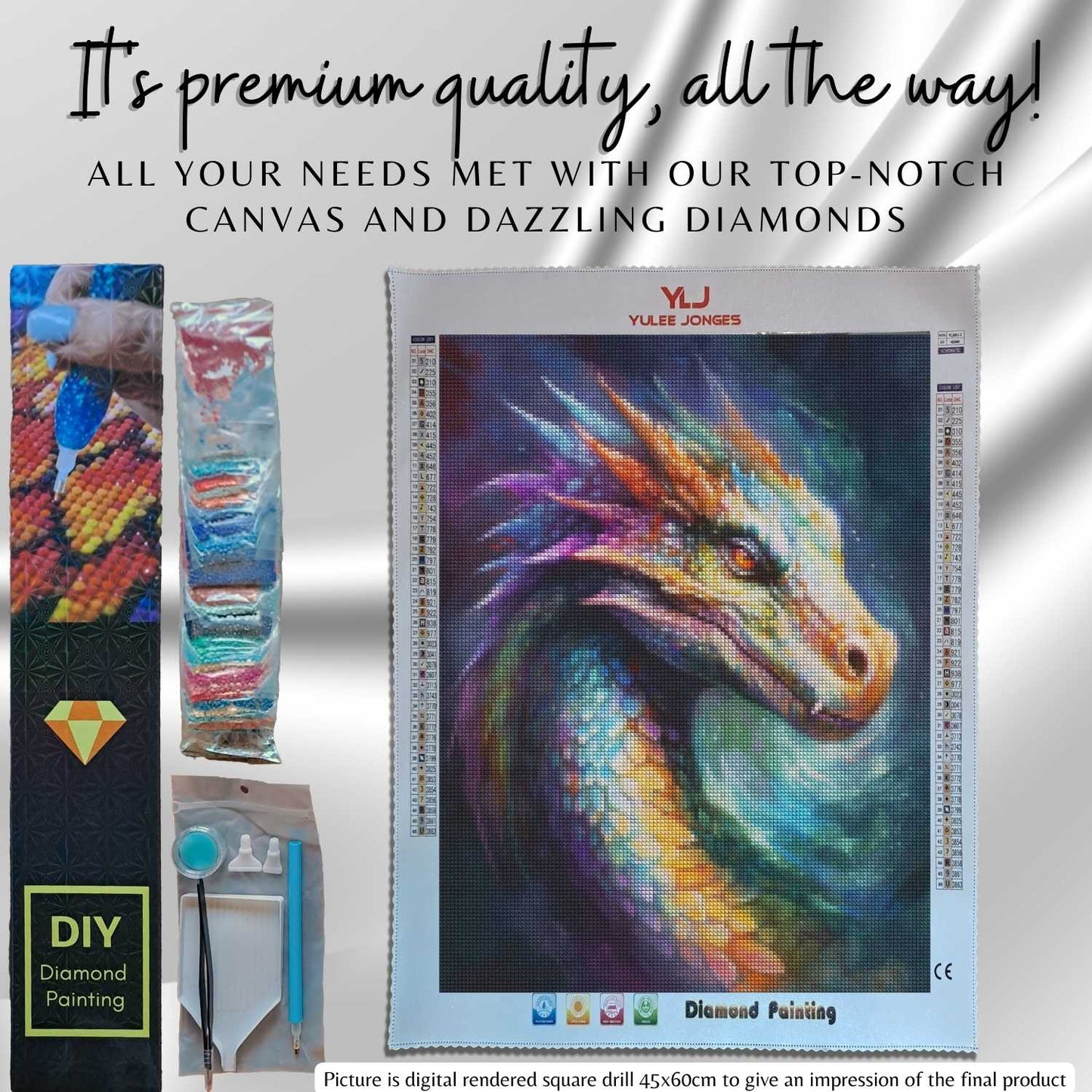 Rainbow Dragon - Dragon Diamond Painting Kit - YLJ Art Shop - YLJ Art Shop