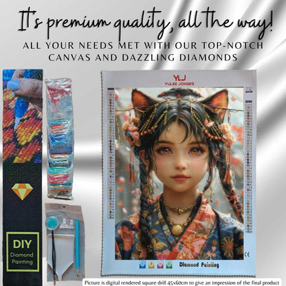 Sakura Neko - Anime Diamond Painting Kit - YLJ Art Shop - YLJ Art Shop