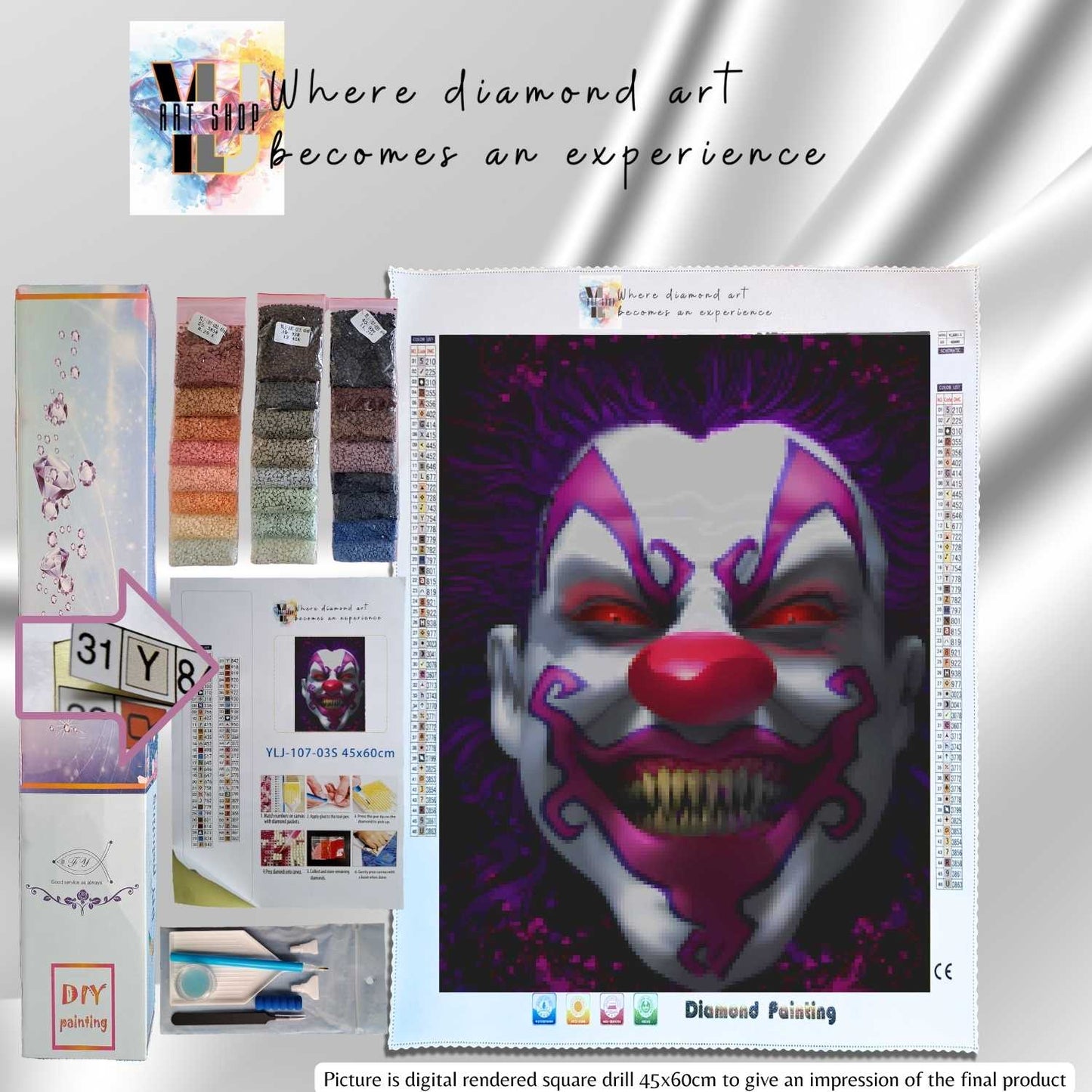 Sinister Clown - Horror Diamond Painting Kit - YLJ Art Shop - YLJ Art Shop