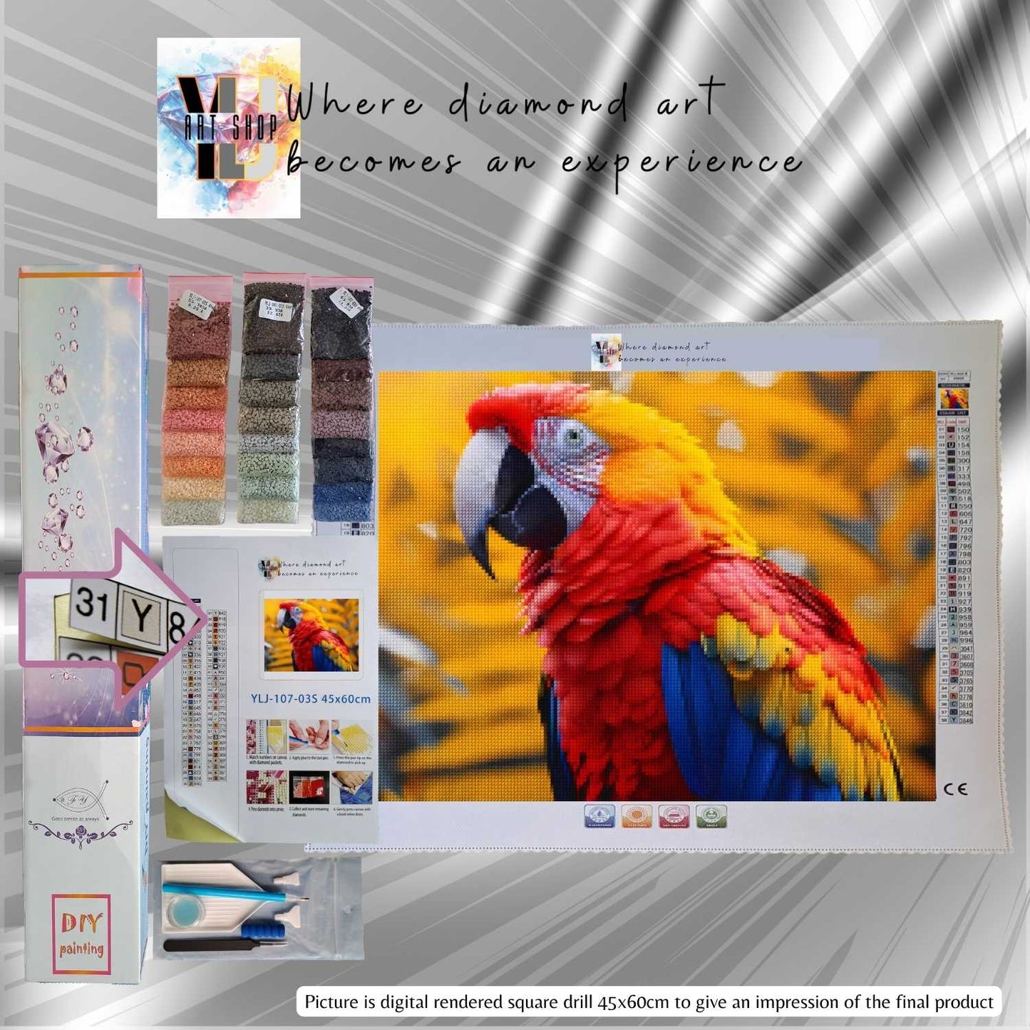 Sunset Harmony Parrot - Parrot Diamond Painting Kit - YLJ Art Shop - YLJ Art Shop