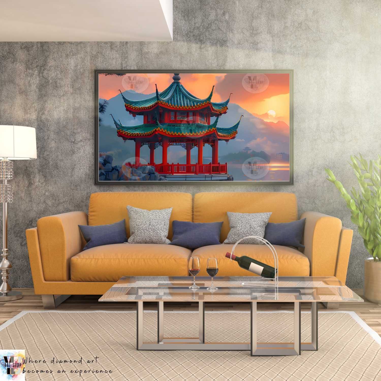 Sunset Serenity Pavilion - Landscape Diamond Painting Kit - YLJ Art Shop - YLJ Art Shop