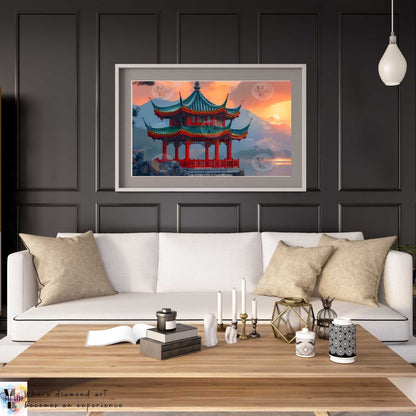 Sunset Serenity Pavilion - Landscape Diamond Painting Kit - YLJ Art Shop - YLJ Art Shop