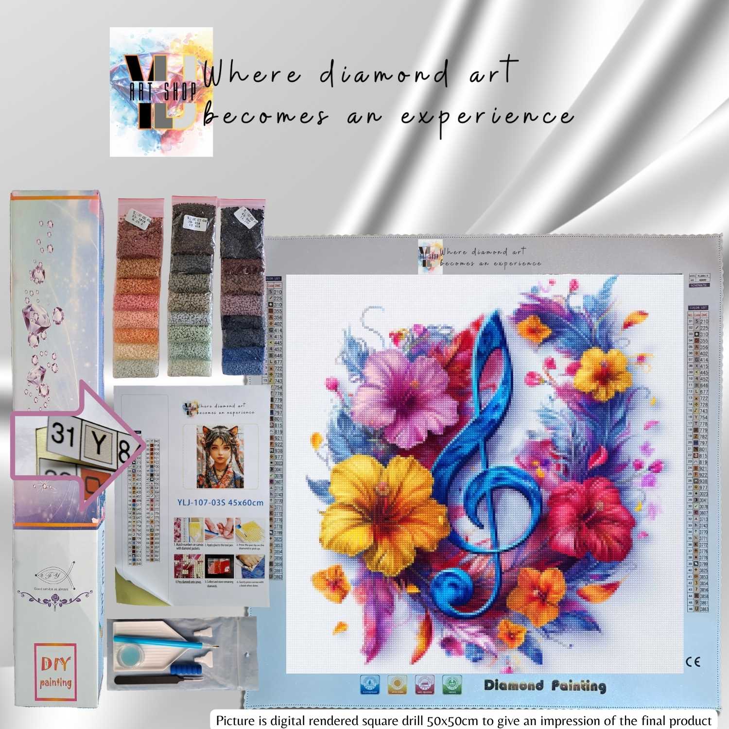 Symphony of Colors - Flowers Diamond Painting Kit - YLJ Art Shop - YLJ Art Shop