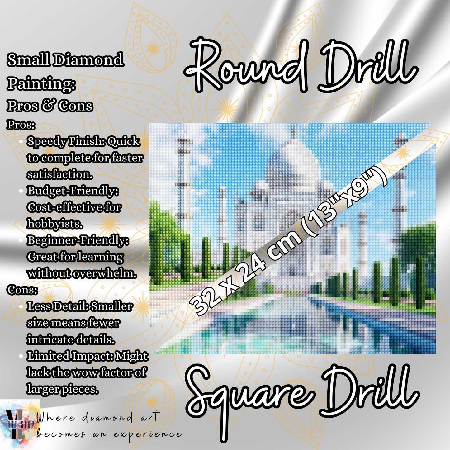 Taj Mahal Splendor - Landmarks Diamond Painting Kit - YLJ Art Shop - YLJ Art Shop