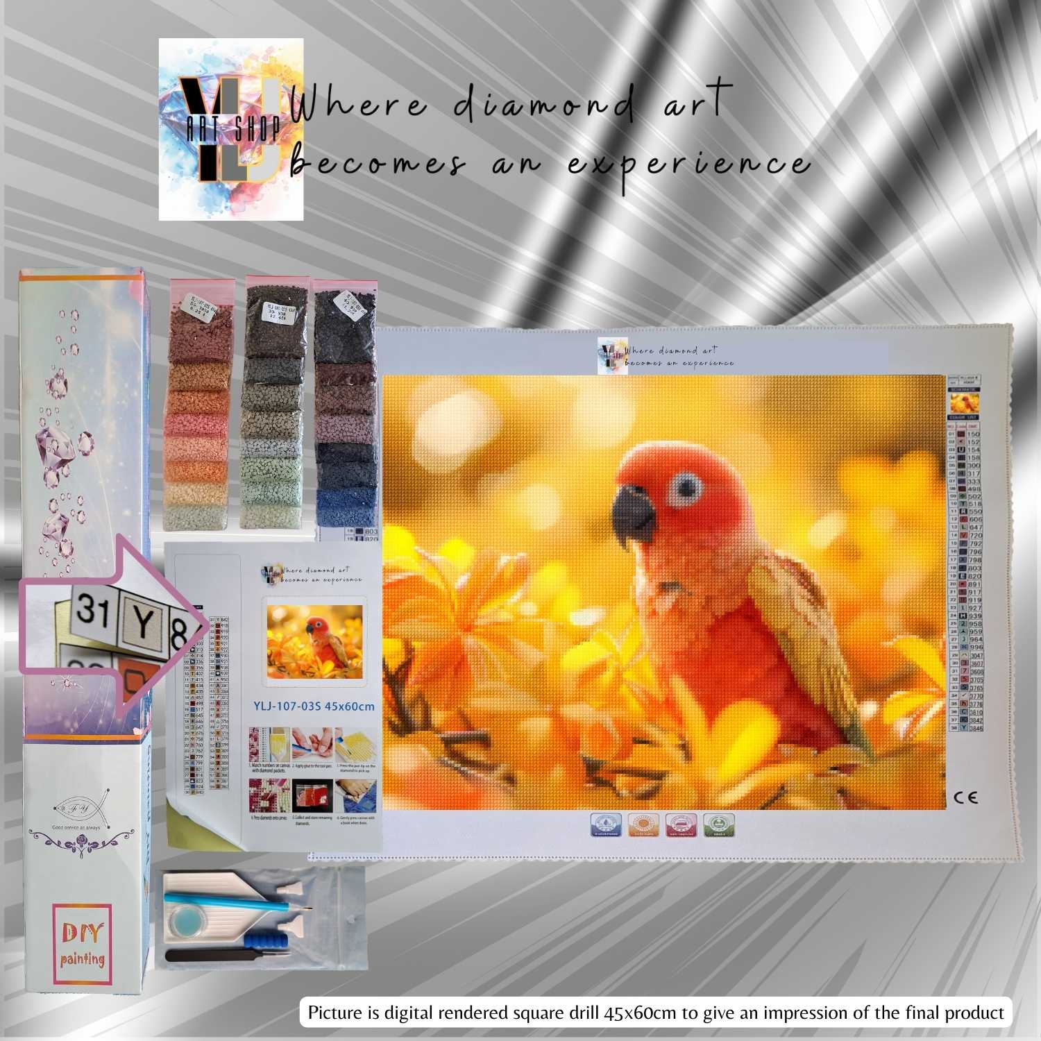 Tropical Sunset Parrot - Parrot Diamond Painting Kit - YLJ Art Shop - YLJ Art Shop