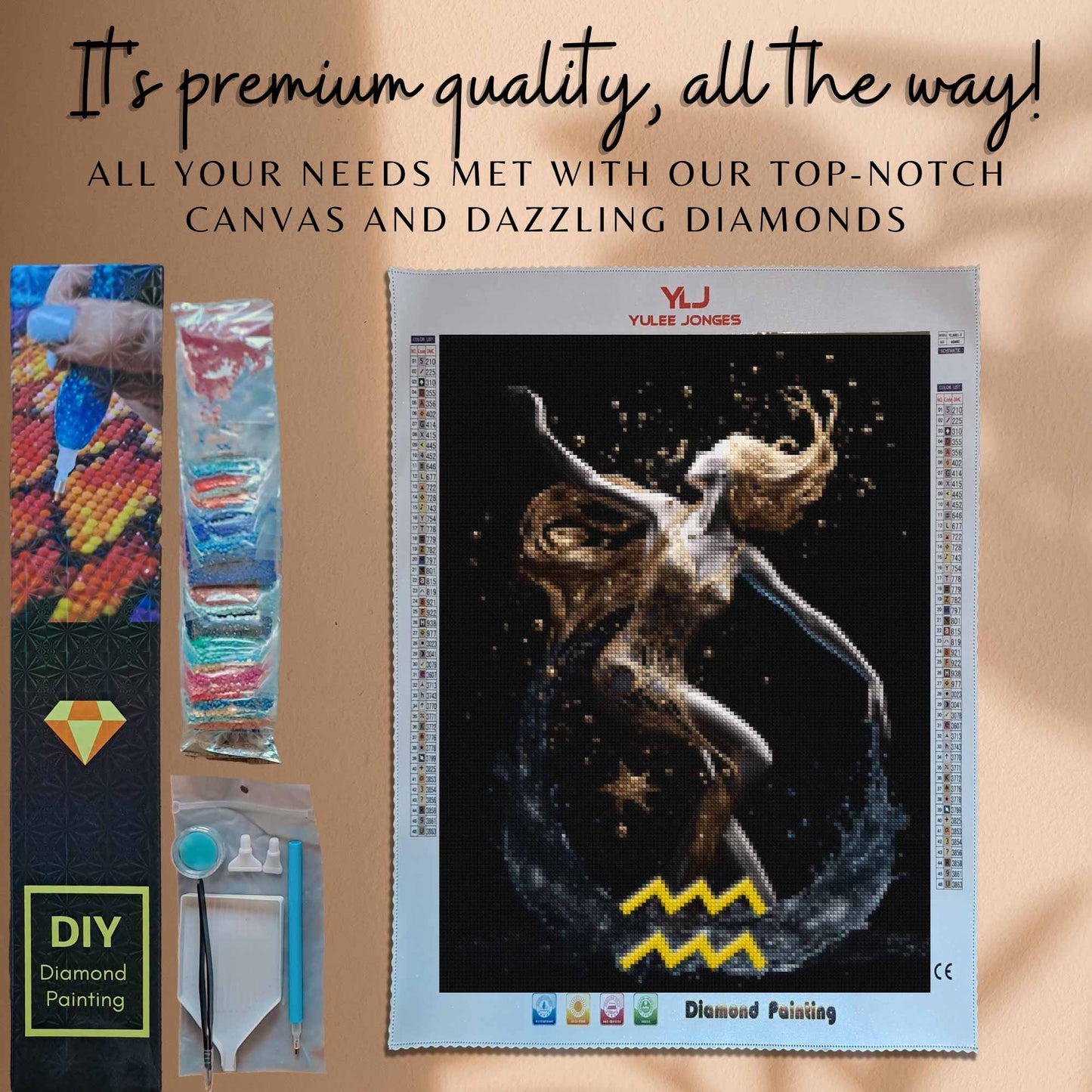 Aquarius - Horoscope Diamond Painting Kit - YLJ Art Shop - YuLee Jonges - YLJ Art Shop