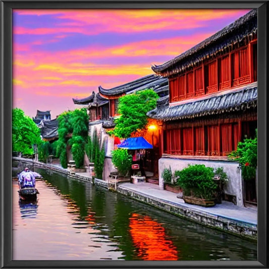 Chinese Village at the River - YLJ Premium Diamond Painting Kit - YLJ Art Shop