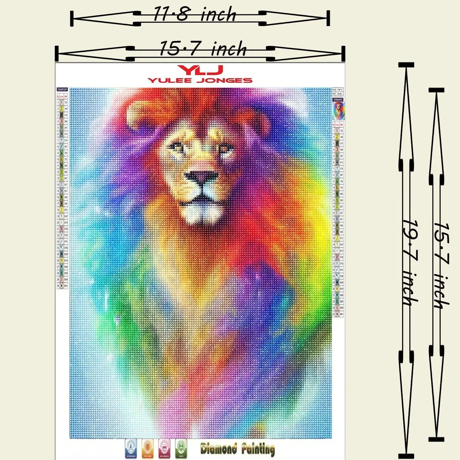 Rainbow Fire Mane Lion - Full Drill Diamond Painting Kit - YLJ Art Shop - YLJ Art Shop