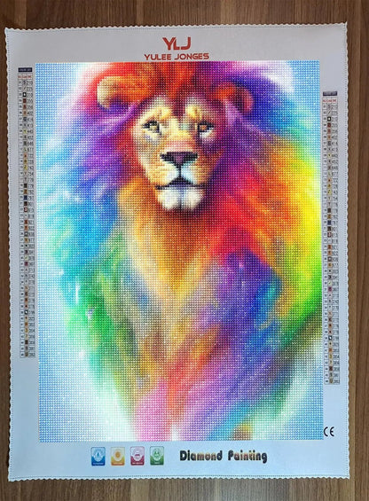 Rainbow Fire Mane Lion - Full Drill Diamond Painting Kit - YLJ Art Shop - YLJ Art Shop