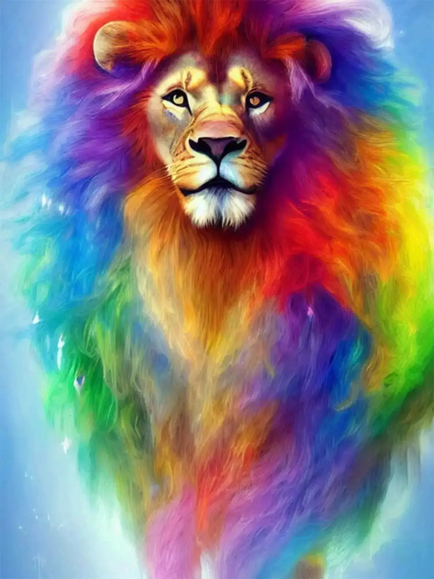 Rainbow Fire Mane Lion - Full Drill Diamond Painting Kit - YLJ Art Shop - YLJ Art Shop