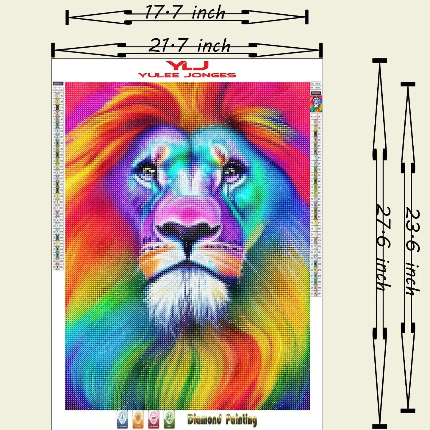 Rainbow Lion Portrait - Lion Diamond Painting Kit - YLJ Art Shop - YLJ Art Shop