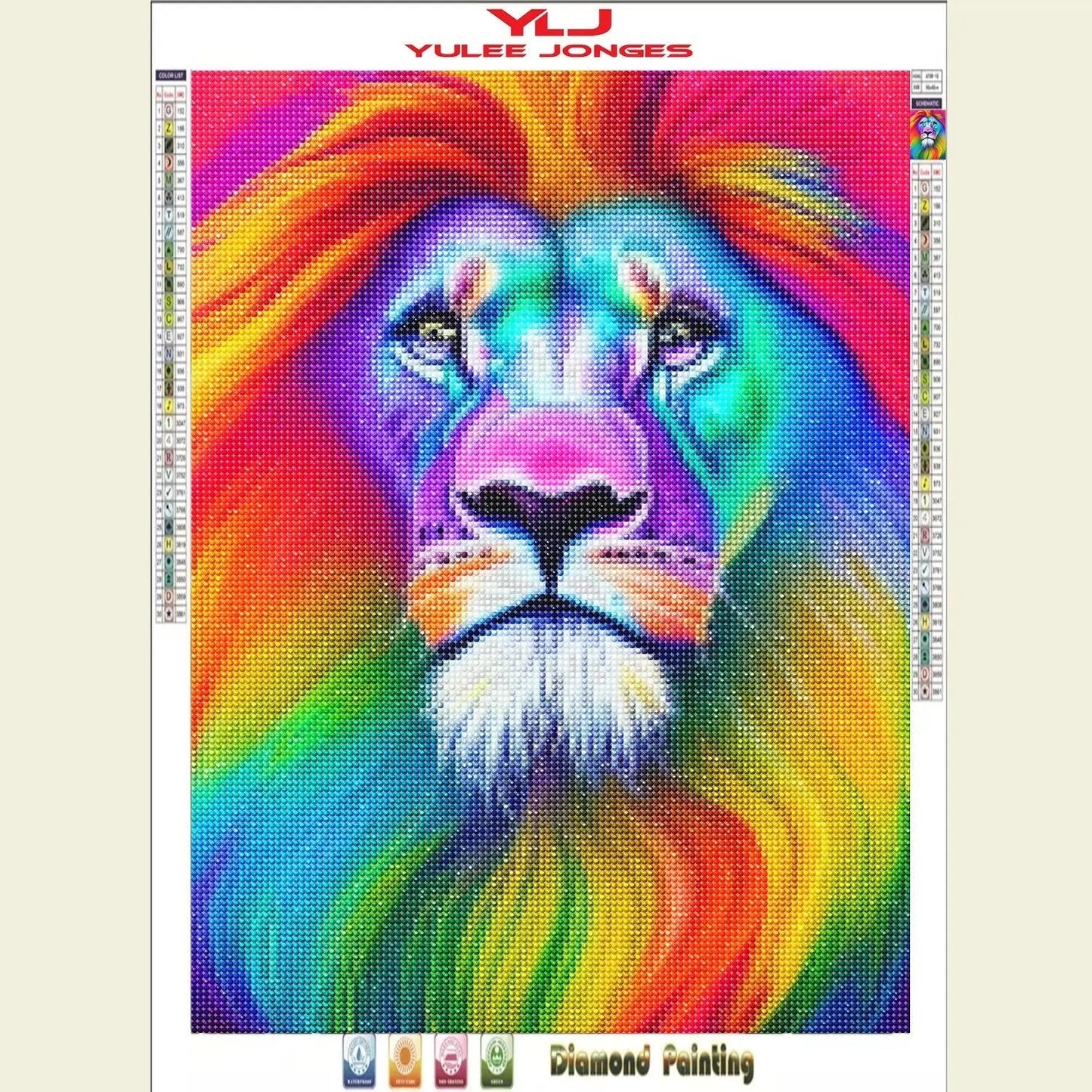 Rainbow Lion Portrait - Lion Diamond Painting Kit - YLJ Art Shop - YLJ Art Shop