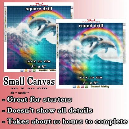 Rainbow Waves of Joy - Dolphin Diamond Painting Kit - YLJ Art Shop - YLJ Art Shop