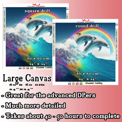 Rainbow Waves of Joy - Dolphin Diamond Painting Kit - YLJ Art Shop - YLJ Art Shop